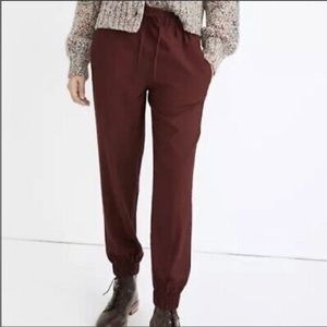 Madewell Maroon Tie-Waist Twill Jogger
